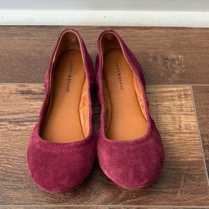 Lucky Brand Women's Wine Suede Flats Shoes US 7 EU 37.5